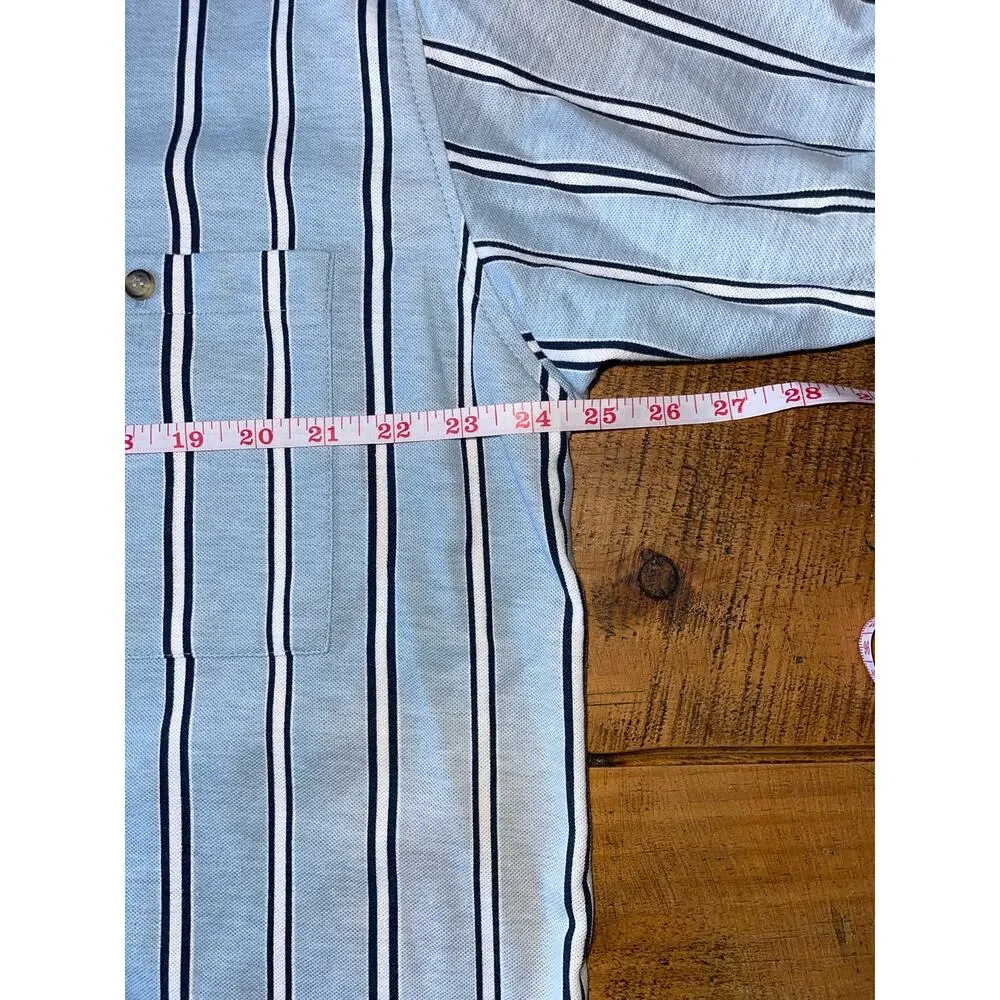 Mens Haband Casual Joe Light Blue White Black Striped Vintage 90s Polo Shirt XL - Picture 5 of 6